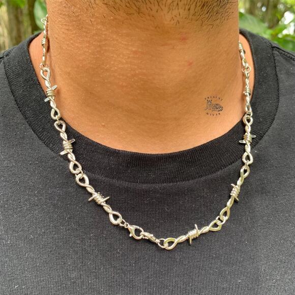 Grunge Barbed Wire Choker Y2K Style Adjustable Chain for Men & Women - Picture 3 of 4